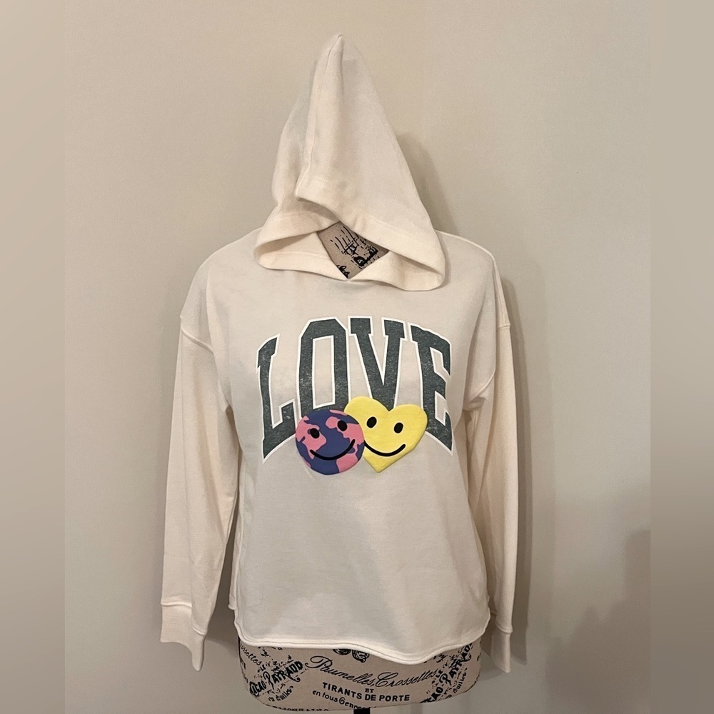 Old Nay Girls' "Love" Ivory Sweatshirt Hoodie, XL